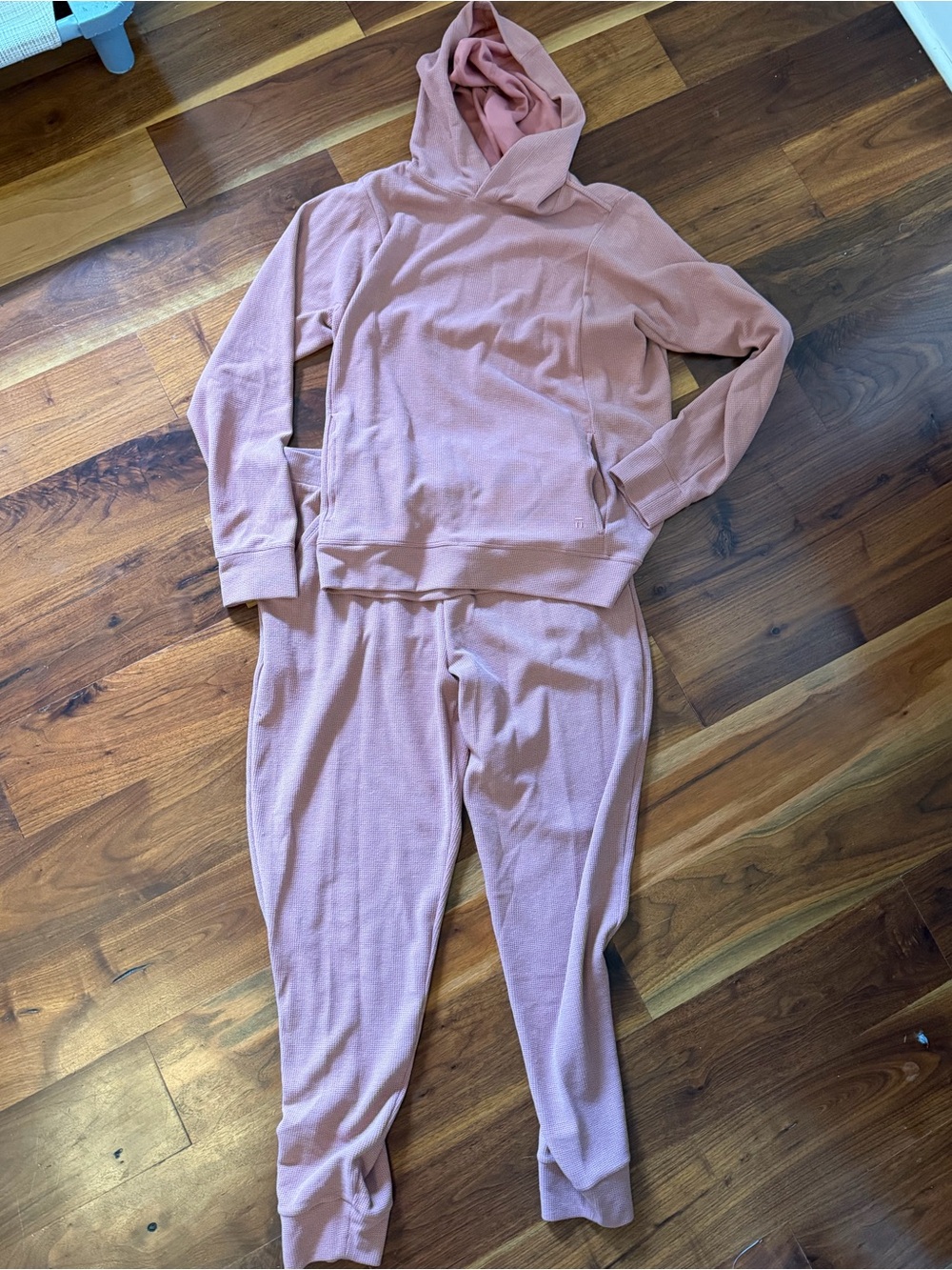 Tommy John Dusty Rose Waffle-Knit Hoodie Set